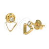Oro Laminado Stud Earring, Gold Filled Style with White Cubic Zirconia, Polished, Golden Finish, 02.63.2253