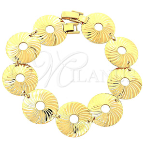 Oro Laminado Fancy Bracelet, Gold Filled Style Diamond Cutting Finish, Golden Finish, 5.018.006.1 (20 MM Thickness, 8 Inches Length)