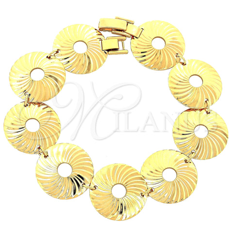 Oro Laminado Fancy Bracelet, Gold Filled Style Diamond Cutting Finish, Golden Finish, 5.018.006.1 (20 MM Thickness, 8 Inches Length)