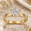 Oro Laminado Wedding Ring, Gold Filled Style Solitaire Design, with White Cubic Zirconia, Polished, Golden Finish, 5.164.011.06 (Size 6)
