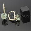 Oro Laminado Leverback Earring, Gold Filled Style with Light Green Cubic Zirconia, Polished, Golden Finish, 5.128.079.1