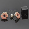 Oro Laminado Stud Earring, Gold Filled Style Love Knot Design, Orange Enamel Finish, Golden Finish, 5.126.020 *PROMO*