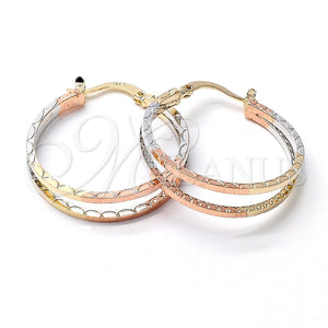 Oro Laminado Medium Hoop, Gold Filled Style Diamond Cutting Finish, Tricolor, 5.143.020