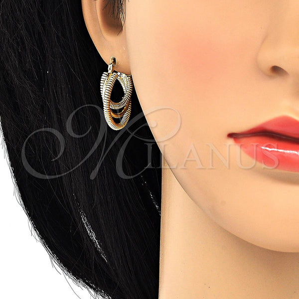 Oro Laminado Small Hoop, Gold Filled Style Twist Design, Diamond Cutting Finish, Golden Finish, 5.144.012.25