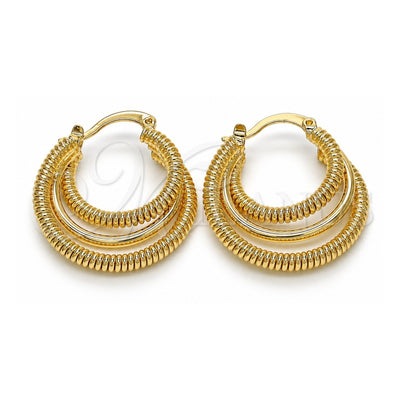 Oro Laminado Small Hoop, Gold Filled Style Twist Design, Diamond Cutting Finish, Golden Finish, 5.144.012.25