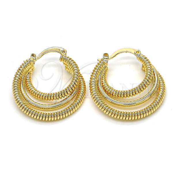 Oro Laminado Small Hoop, Gold Filled Style Twist Design, Diamond Cutting Finish, Golden Finish, 5.144.012.25