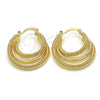 Oro Laminado Small Hoop, Gold Filled Style Twist Design, Diamond Cutting Finish, Golden Finish, 5.144.012.25