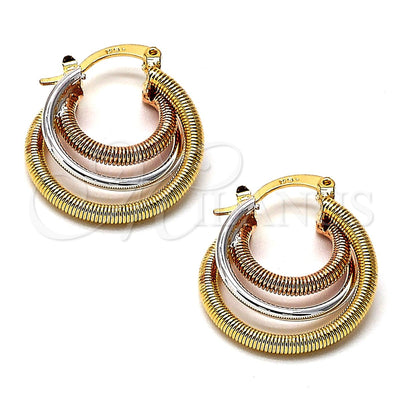 Oro Laminado Small Hoop, Gold Filled Style Diamond Cutting Finish, Tricolor, 5.145.004 for wholesale, main product view