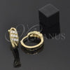 Oro Laminado Huggie Hoop, Gold Filled Style with White Cubic Zirconia, Polished, Golden Finish, 02.63.2290