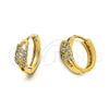 Oro Laminado Huggie Hoop, Gold Filled Style with White Cubic Zirconia, Polished, Golden Finish, 02.63.2290