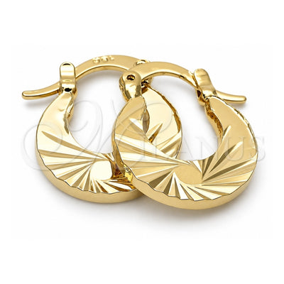 Oro Laminado Small Hoop, Gold Filled Style Diamond Cutting Finish, Golden Finish, 5.145.026