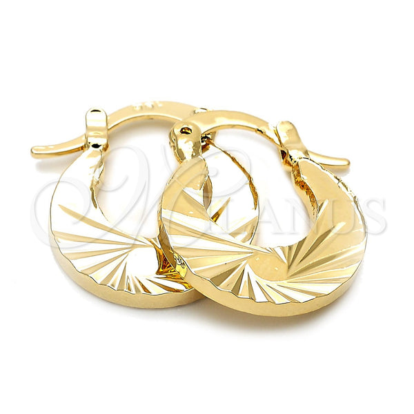 Oro Laminado Small Hoop, Gold Filled Style Diamond Cutting Finish, Golden Finish, 5.145.026