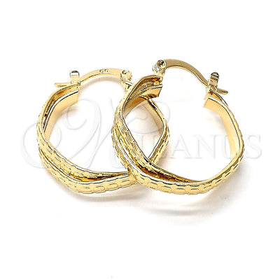 Oro Laminado Small Hoop, Gold Filled Style Twist Design, Diamond Cutting Finish, Golden Finish, 5.146.014 for wholesale, main product view