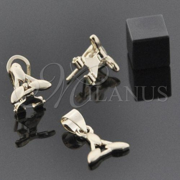 Oro Laminado Earring and Pendant Adult Set, Gold Filled Style Polished, Golden Finish, 5.042.008