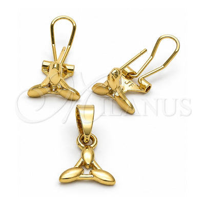 Oro Laminado Earring and Pendant Adult Set, Gold Filled Style Polished, Golden Finish, 5.042.008