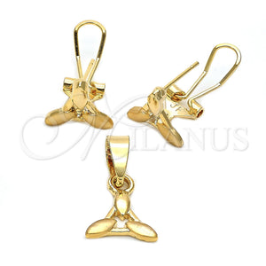 Oro Laminado Earring and Pendant Adult Set, Gold Filled Style Polished, Golden Finish, 5.042.008