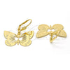 Oro Laminado Dangle Earring, Gold Filled Style Butterfly Design, Diamond Cutting Finish, Golden Finish, 5.078.012