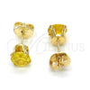 Oro Laminado Stud Earring, Gold Filled Style with Yellow Cubic Zirconia, Polished, Golden Finish, 5.128.046.1