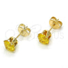 Oro Laminado Stud Earring, Gold Filled Style with Yellow Cubic Zirconia, Polished, Golden Finish, 5.128.046.1