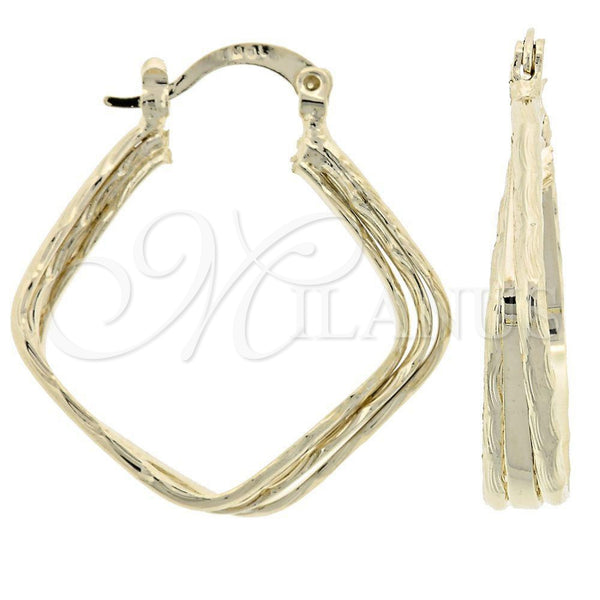 Oro Laminado Small Hoop, Gold Filled Style Twist Design, Diamond Cutting Finish, Golden Finish, 5.147.032