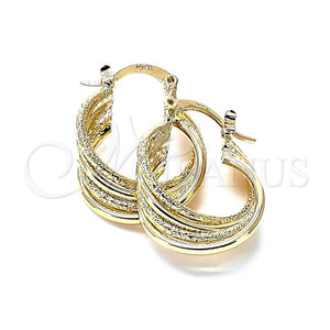 Oro Laminado Small Hoop, Gold Filled Style Twist and Buffalo Design, Matte Finish, Golden Finish, 5.147.039
