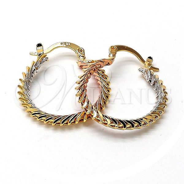 Oro Laminado Small Hoop, Gold Filled Style Polished, Tricolor, 5.147.045