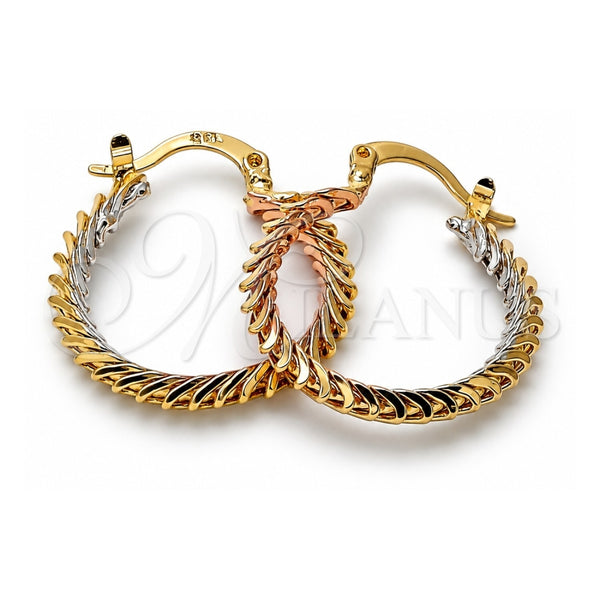Oro Laminado Small Hoop, Gold Filled Style Polished, Tricolor, 5.147.045