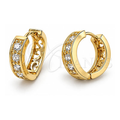 Oro Laminado Huggie Hoop, Gold Filled Style with White Cubic Zirconia, Polished, Golden Finish, 5.131.007.1
