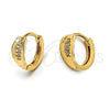 Oro Laminado Huggie Hoop, Gold Filled Style with White Cubic Zirconia, Polished, Golden Finish, 02.63.2325