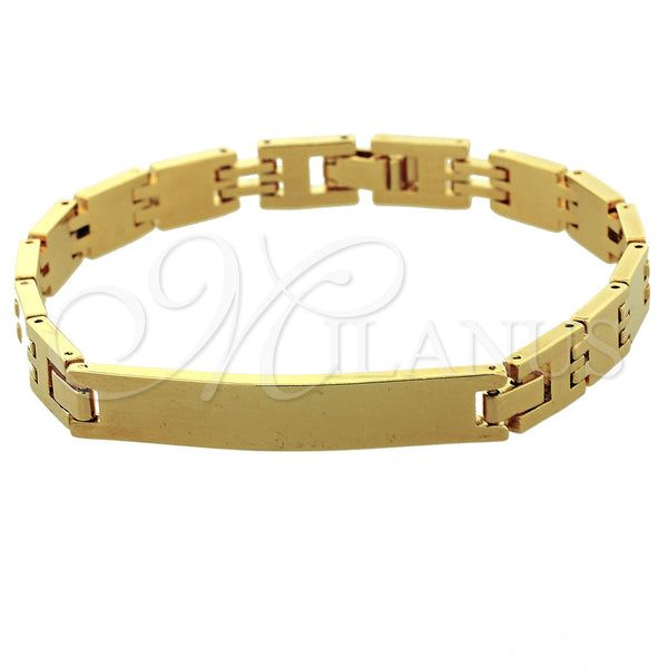 Oro Laminado Solid Bracelet, Gold Filled Style Polished, Golden Finish, 5.034.006.1 (0.35 Gauge, 09 MM Thickness, 8 Inches Length)