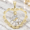 Oro Laminado Religious Pendant, Gold Filled Style Heart Design, Polished, Tricolor, 05.21.0034