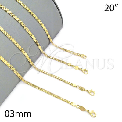 Oro Laminado Basic Necklace, Gold Filled Style Rolo Design, Polished, Golden Finish, 04.63.1287.20 (03 MM for wholesale, main product view