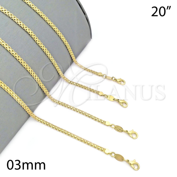 Oro Laminado Basic Necklace, Gold Filled Style Rolo Design, Polished, Golden Finish, 04.63.1287.20 (03 MM Thickness, 20 Inches Length)
