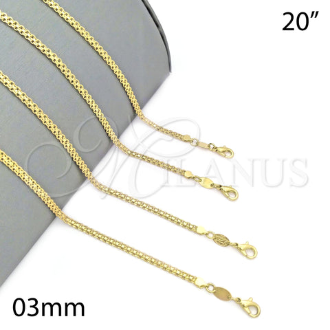 Oro Laminado Basic Necklace, Gold Filled Style Rolo Design, Polished, Golden Finish, 04.63.1287.20 (03 MM Thickness, 20 Inches Length)