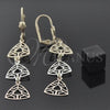 Oro Laminado Long Earring, Gold Filled Style Diamond Cutting Finish, Tricolor, 02.63.2108