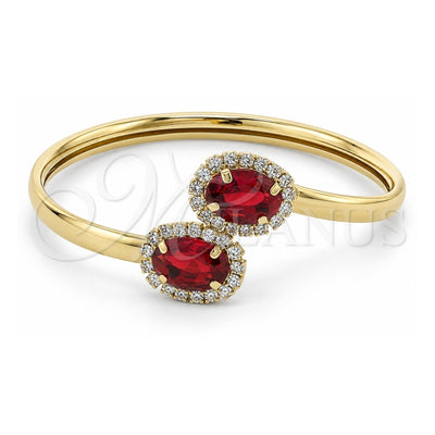 Oro Laminado Individual Bangle, Gold Filled Style with Garnet and White Cubic Zirconia, Polished, Golden Finish, 5.231.009 (05 MM Thickness, One size fits all)