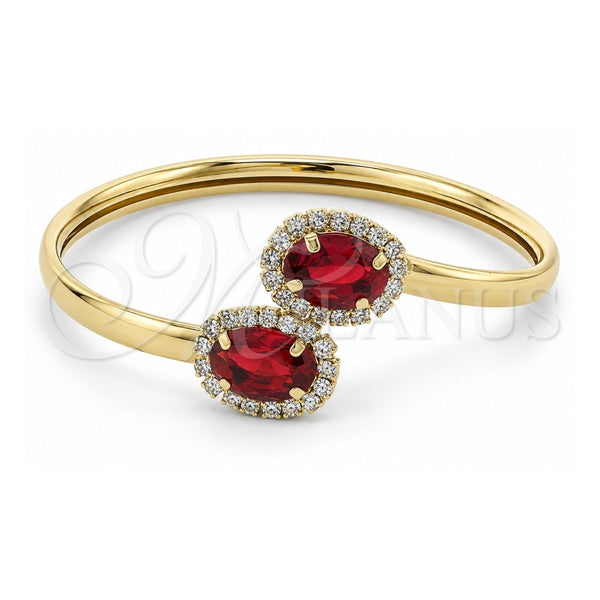 Oro Laminado Individual Bangle, Gold Filled Style with Garnet and White Cubic Zirconia, Polished, Golden Finish, 5.231.009 (05 MM Thickness, One size fits all)