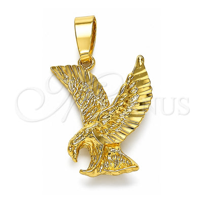 Oro Laminado Fancy Pendant, Gold Filled Style Eagle Design, Diamond Cutting Finish, Golden Finish, 5.183.019