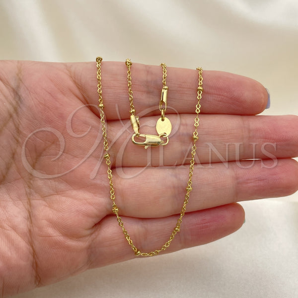 Oro Laminado Basic Necklace, Gold Filled Style Rolo Design, Polished, Golden Finish, 5.223.024.20 (0.40 Gauge, 02 MM Thickness, 20 Inches Length)