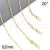 Oro Laminado Basic Necklace, Gold Filled Style Rolo Design, Polished, Golden Finish, 5.223.024.20 (0.40 Gauge, 02 MM Thickness, 20 Inches Length)