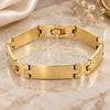 Oro Laminado Solid Bracelet, Gold Filled Style Hugs and Kisses Design, Polished, Golden Finish, 5.035.008.1 (08 MM Thickness, 8 Inches Length)