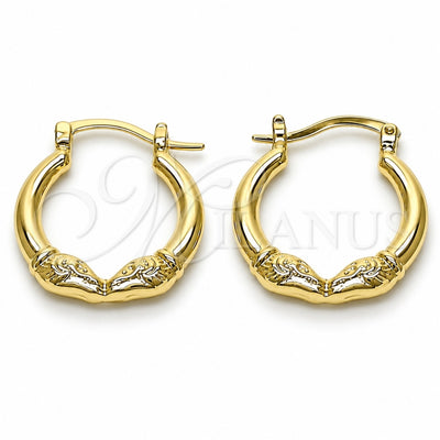 Oro Laminado Small Hoop, Gold Filled Style Buffalo Design, Polished, Golden Finish, 5.142.032.1.20