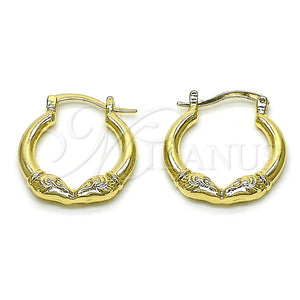 Oro Laminado Small Hoop, Gold Filled Style Buffalo Design, Polished, Golden Finish, 5.142.032.1.20