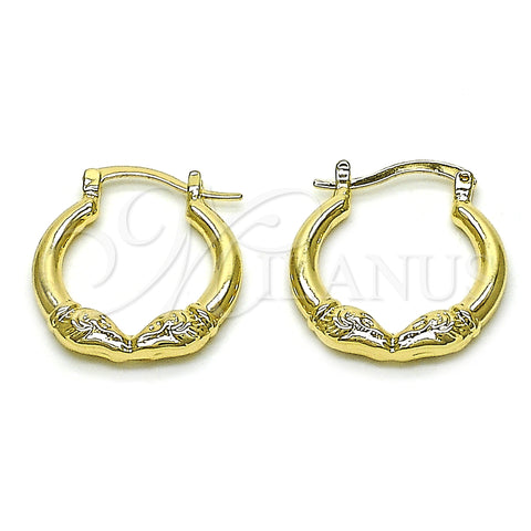 Oro Laminado Small Hoop, Gold Filled Style Buffalo Design, Polished, Golden Finish, 5.142.032.1.20