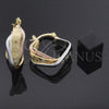 Oro Laminado Medium Hoop, Gold Filled Style Twist and Star Design, Diamond Cutting Finish, Tricolor, 5.155.005