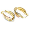 Oro Laminado Small Hoop, Gold Filled Style Twist Design, Polished, Tricolor, 5.155.025.15