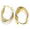 Oro Laminado Small Hoop, Gold Filled Style Twist Design, Polished, Tricolor, 5.155.025.15