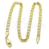Oro Laminado Basic Anklet, Gold Filled Style Mariner and Mariner Design, Polished, Golden Finish, 5.222.026.10 (0.80 Gauge, 03 MM Thickness, 10 Inches Length)