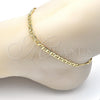 Oro Laminado Basic Anklet, Gold Filled Style Mariner and Mariner Design, Polished, Golden Finish, 5.222.025.10 (100 Gauge, 04 MM Thickness, 10 Inches Length)