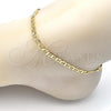 Oro Laminado Basic Anklet, Gold Filled Style Mariner and Mariner Design, Polished, Golden Finish, 5.222.025.10 (100 Gauge, 04 MM Thickness, 10 Inches Length)